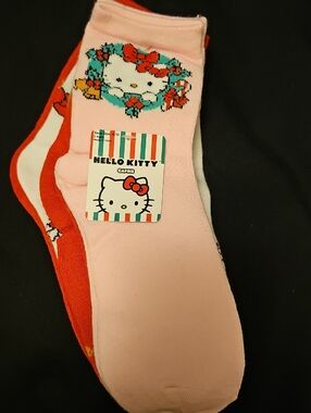 Hello Kitty Pink, Red & White Capris Socks - 3 Pack